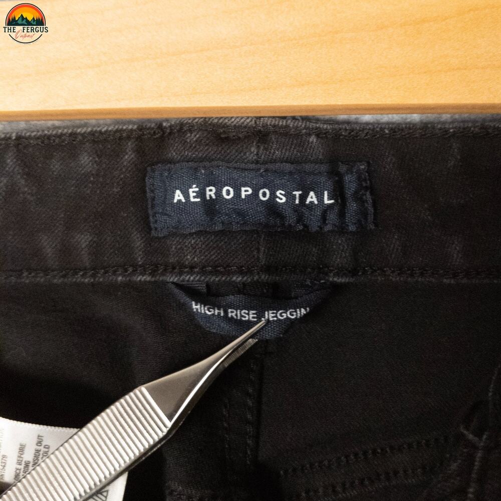 Aeropostale Jegging Jeans Black Ankle Distressed Denim High-Rise Women's 12 Reg - Picture 8 of 12